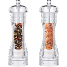 Ensemble de 2 moulins à épices professionnels en acrylique transparent, non toxiques et sans BPA, avec une mouture réglable pour une utilisation
