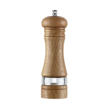 Râșniță de piper rustică din lemn de stejar, mecanism de măcinare ceramică reglabil cu grosime pentru ierburi condimente, râșniță de