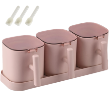 Gewürzbehälter mit Griffdesign, elegante Aufbewahrungsmöglichkeit für Gewürze in der heimischen Küche aus bleifreiem Glas (3er-Set)