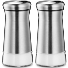 Conjunto de 2 saleiros e pimenteiros fáceis de reabastecer, com design moderno, vedação hermética para evitar a entrada de umidade, vidro de alta