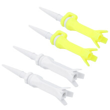 4 Stück PU Kunststoff Golf tees mit 4-Klauen und rotierendem Ballhalter – Weiß & fluoreszierendes Gelb