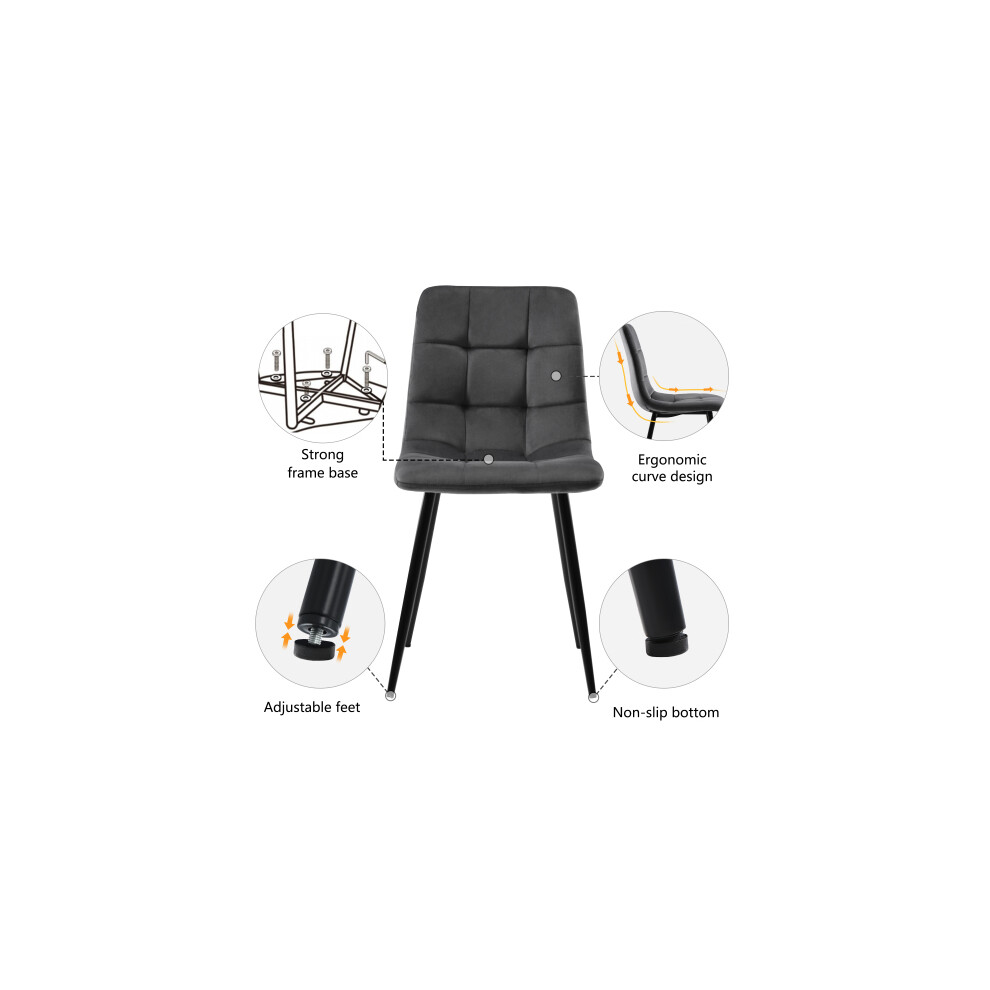 Dining Table Set 5-Piece with Round 100cm White MDF Top Gray Velvet Chairs & Golden Metal Legs for Kitchen & Dining Room-image-OPC-PMXG5JY-NEW