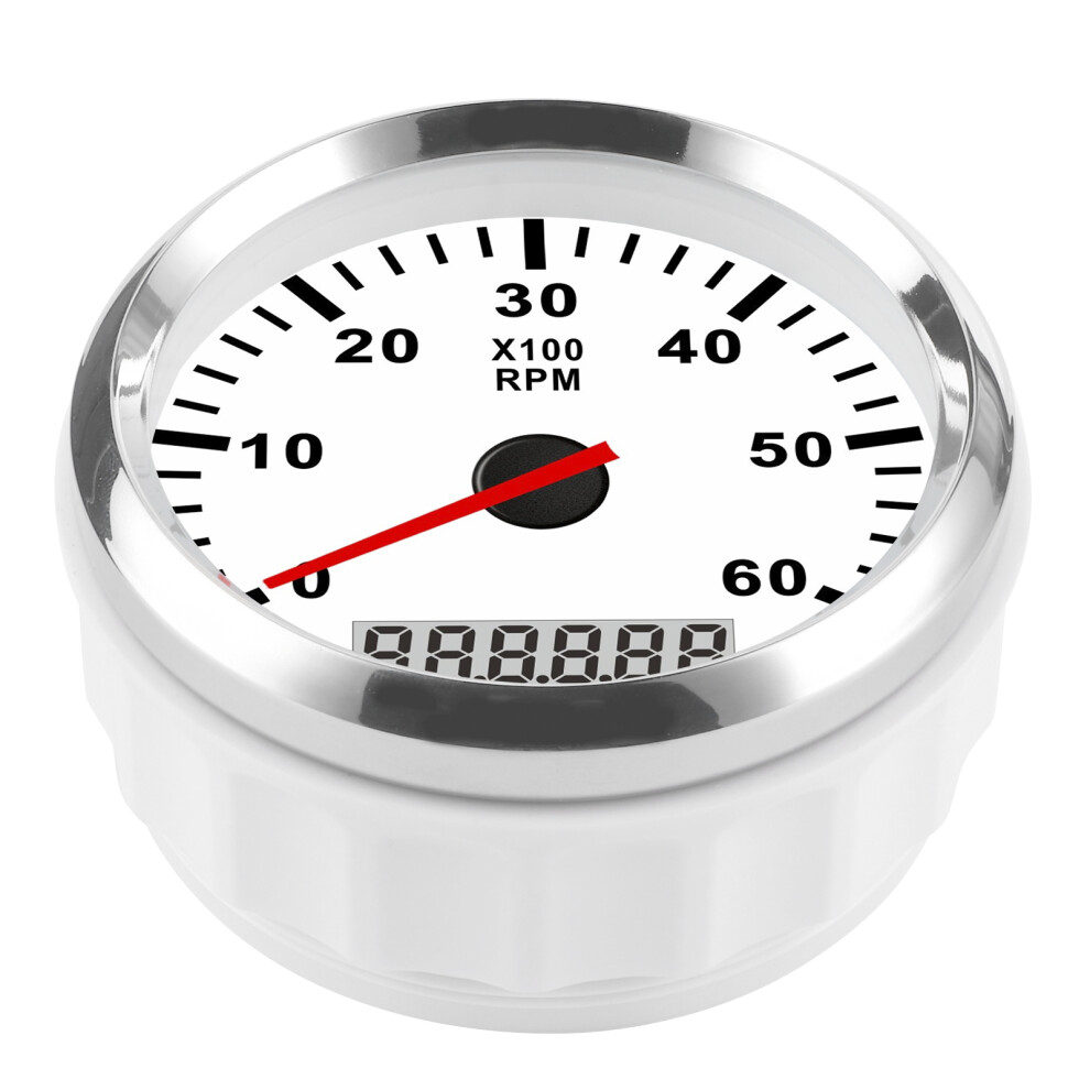 6000Rpm Waterproof Tachometer Gauge 85Mm Backlight Lcd For Car Boat Red 7891360277477