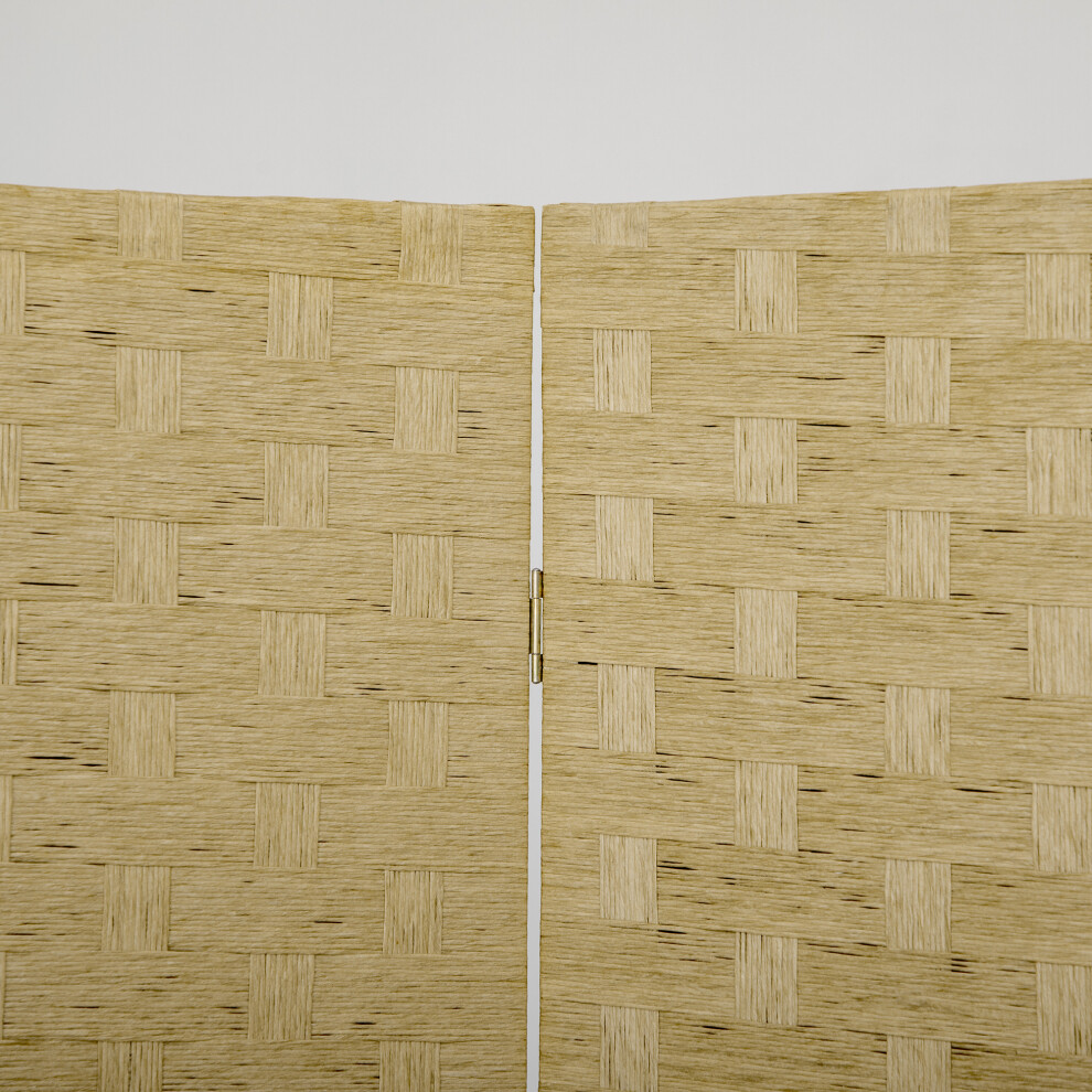 Partition Wall Divider 4-Panel Privacy Screen Wave Fibre Folding Room Divider for Indoor Bedroom Office 170cm Brown-image-OPC-PMXG8MY-NEW