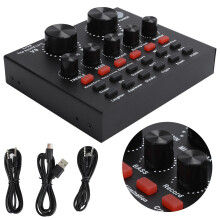Live-Soundkarte Stimmeffektschalter Bluetooth Metall Schwarz Unterstützung für Mobilgeräte & PC