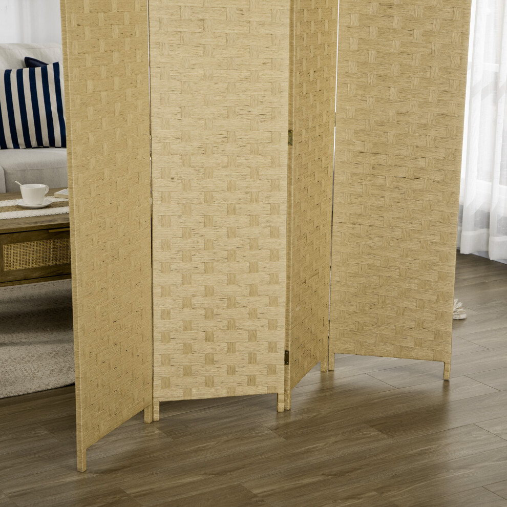 Fibre Wave 4-Panel Room Divider Folding Privacy Screen for Indoor Bedroom & Office Partition Wall Brown 170cm-image-OPC-PMXG8QT-NEW