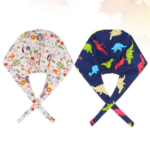 2 bonnets d'infirmière en coton avec ruban ( , ) 2
