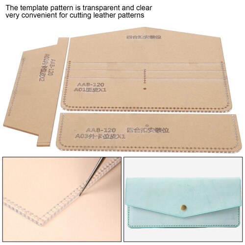 Long Wallet Acrylic Pattern Template Set for DIY Leather Bags, 151g 2