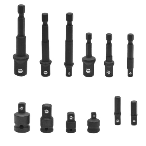 Pack of 12 Impact Prepared Socket Adapters with Hex Shanks Drill