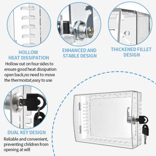Large Thermostat Shield Cover Box with Key for Temperature 2