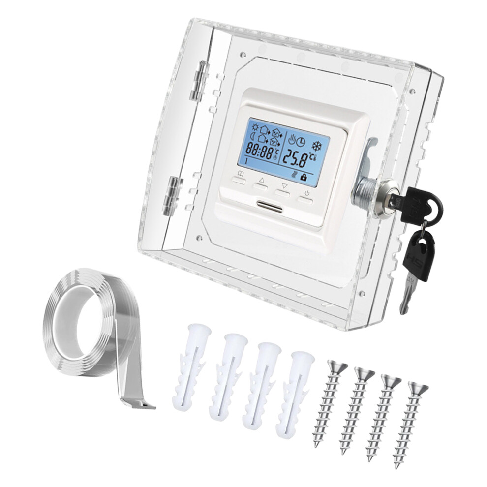 Secure Thermostat Guard Lock Box With Key Set Clear Thermostat 7754000322275