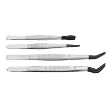 Multipurpose Antislip Tweezers Stainless Steel-Set 4