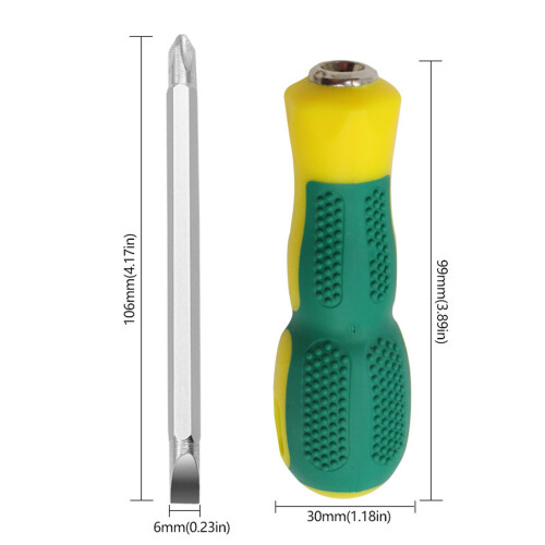 Double Function Nonslip Handle Screwdriver with Magnetic Tip for 2