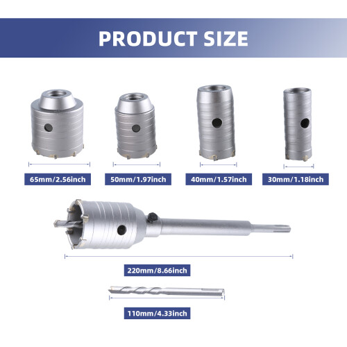 Concrete Hole Saw Kit Wall Cutter Drill Bit Connecting Rod for 2