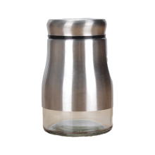 Conjunto de saleiro e pimenteiro decorativo para cozinha, estilo vintage, com tampa de aço inoxidável e corpo de vidro transparente. Recarregáveis