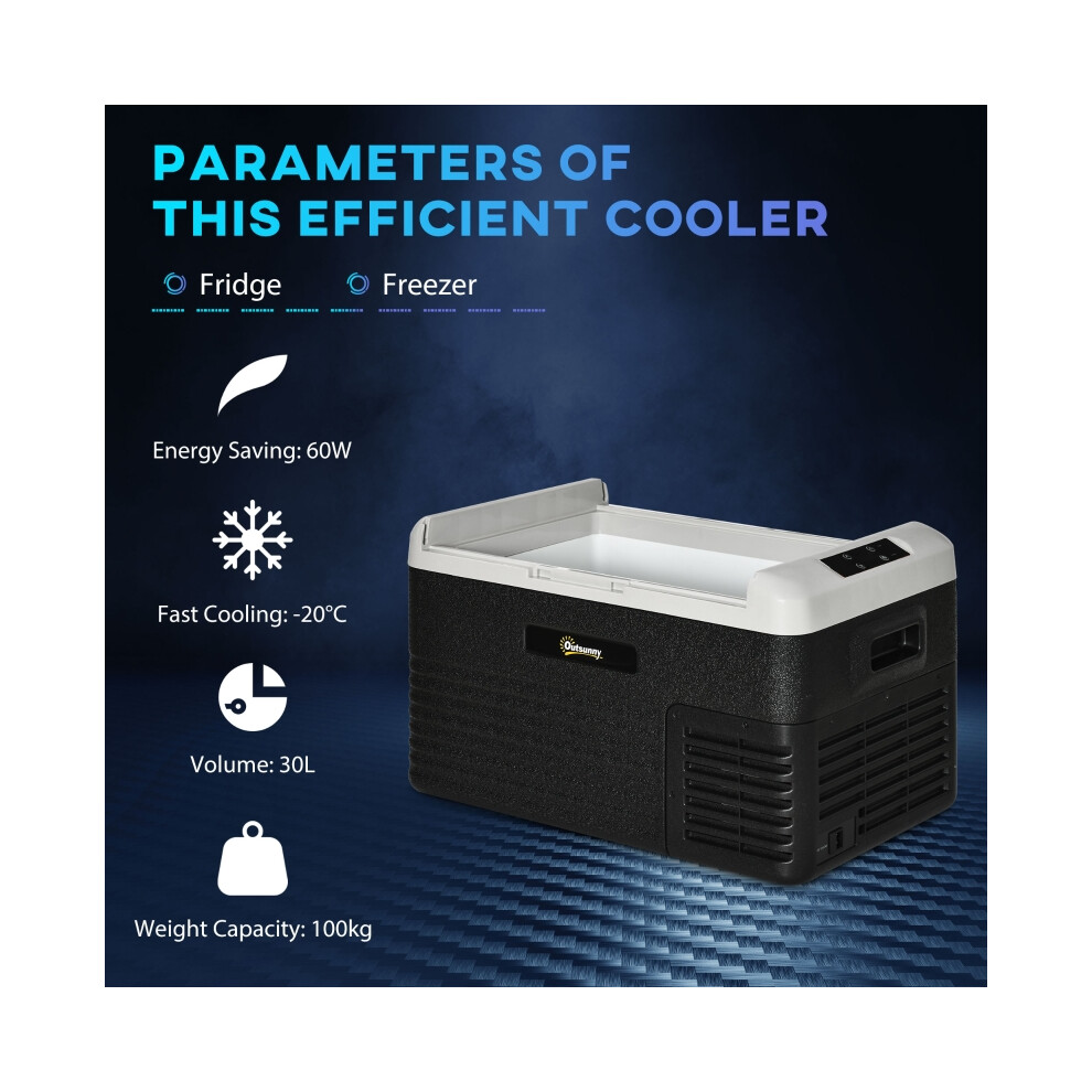 Portable Car Refrigerator 30L Grey & Black - Insulated Lightweight Cooler for Travel Camping & Road Trip Essentials-image-OPC-PMXGM7X-NEW