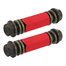 2 Bremsleitungsadapter, Metallgeflecht, verlängert, rot/schwarz