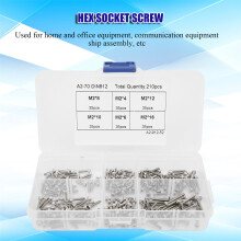 210Pcs M2 Stainless Steel Hex Socket Cap Head Screws Set, Assorted Sizes