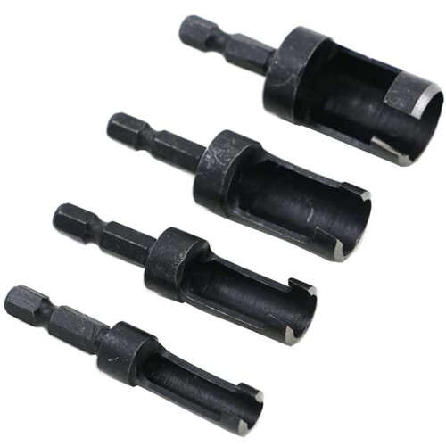 4Pcs Multifunctional Sturdy Wooden Plug Hole Cutter Bit Kit Cork