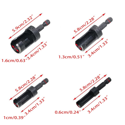 4Pcs Multifunctional Sturdy Wooden Plug Hole Cutter Bit Kit Cork 1