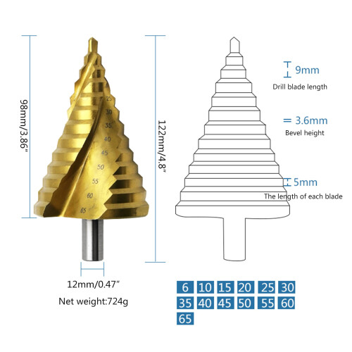 High Speed Step Drill HSS for Triangle Shank 3R Bit Cone Drill 2