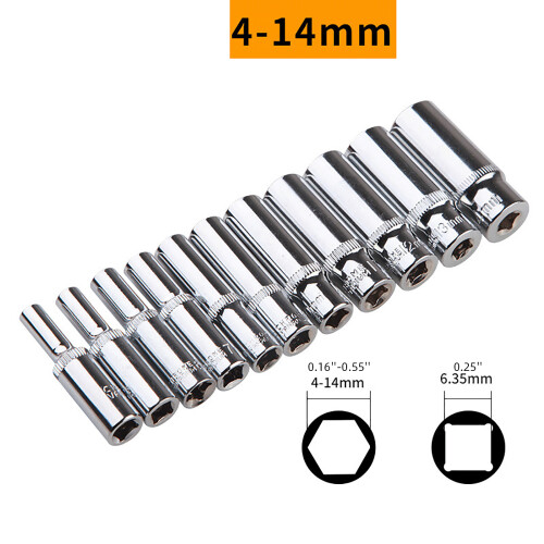 11Pcs Impact Socket Set Hexagonal Long Socket Set 1/4inch Impact 2