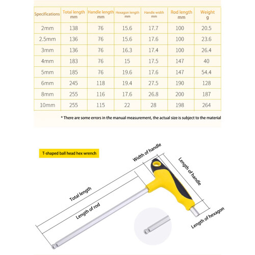 T type Wrench T-Handle Hexagonal Key -4mm flat down payment 2
