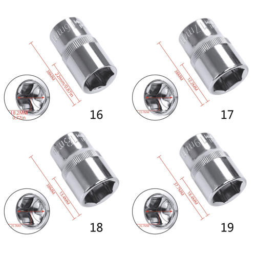 Hex Socket Head 1/2 Inch Metric Socket Impact Wrench-17mm 1