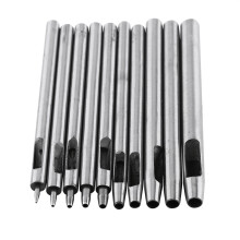 Handgefertigtes Lederlochstanzer-Set, 10 Stück Metall-Hohlgurt-Lochstanzer, 0,5-5 mm
