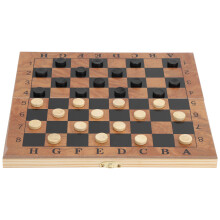 Holz-Schach- und Damespielbrett 3-in-1 mit Figuren – Klassisches Holzdesign