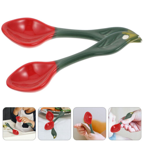 2 cute ceramic strawberry spoons for children 1