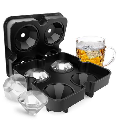 Black Diamond Ice Mold 4 Slots Plastic Ice & Cake Cube Maker for Parties 1