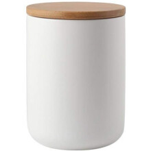 Contenitore per alimenti in ceramica con elegante coperchio in bambù, chiusura ermetica che mantiene freschi tè, caffè, spezie, frutta secca e