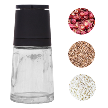 Moulin à sel manuel avec bouteille en verre transparent, broyeur en céramique professionnel pour assaisonnement de cuisine, couvercle