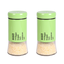 Conjunto de 2 Dispensadores de Especiarias, Saleiro e Pimenteiro com Tampa de Aço Inoxidável e Fundo de Vidro Transparente, com Orifícios