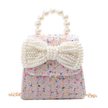 Kinderschultertasche mit Perlenschleife und Münzbeutel