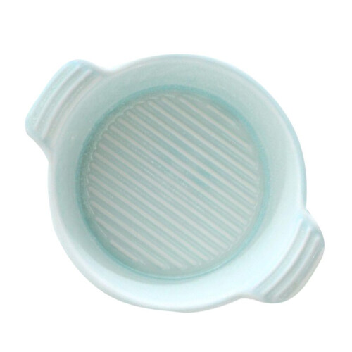 Ceramic Bowl with Double Handle, Round, Green, for Baking and Casseroles 2