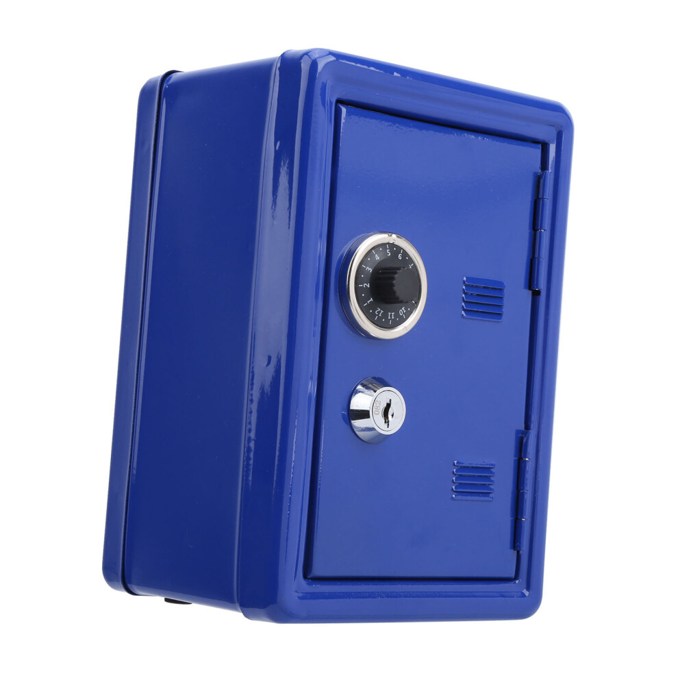 Mini Kids Money Storage Box Metal Safe With Key Lock Blue For Children Gifts 4971360308463