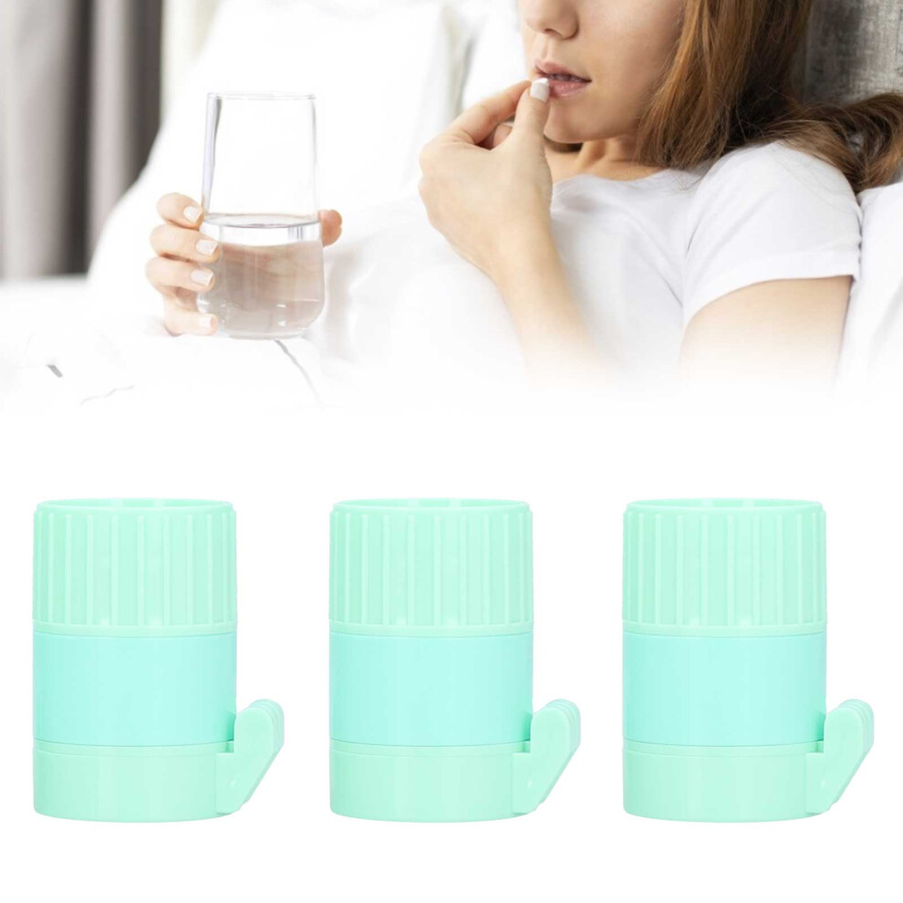 Green 3Pcs Pills Crusher Cutter Grinder Storage Box Multi-Use Medical Accessory