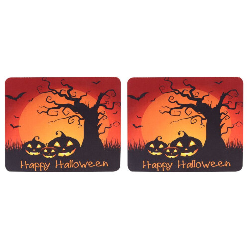 2 Halloween mousepads with spooky pumpkins, rubber base