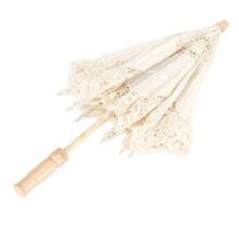 Spitzen-Regenschirm Parasol Hochzeits-Braut Fotorequisit Beigebraun 44x50cm