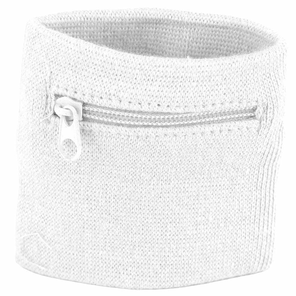 Unisex Wristband Keys Storage Zipper Pocket Gym Running (White)-image-OPC-PMXHYF6-NEW