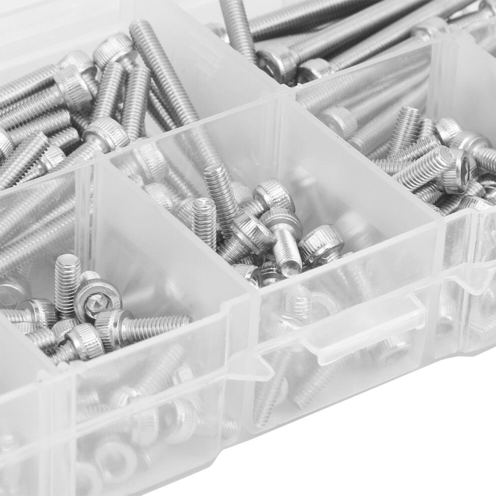 200Pcs M3 304 Stainless Steel Hex Socket Cap Screws Kit, Assorted Sizes 4961360317589
