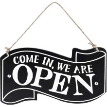 Panneau Ouvert Fermé pour magasin 14x25 cm, plaque en bois décorative, panneau en bois décoratif, panneau suspendu à double face Ouvert/Fermé