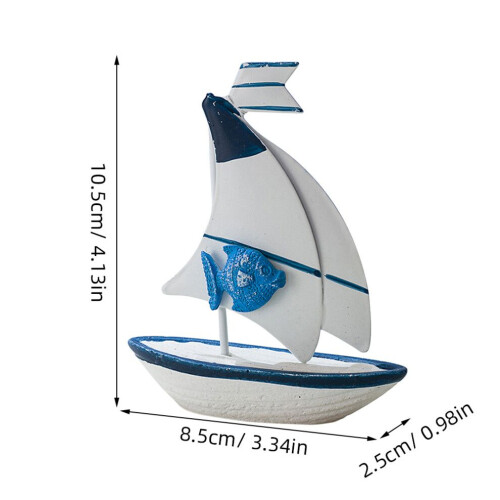 Scheepsmodel, wit, 2 stuks, 3,34 x 0,98 x 4,13 inch 1