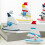Scheepsmodel, wit, 2 stuks, 3,34 x 0,98 x 4,13 inch 3