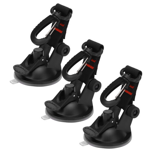 3Pcs Reusable Red Suction Cup Hooks with 360 Rotation for Camping