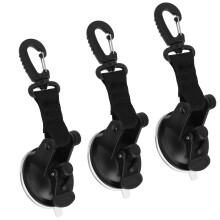 3Pcs Portable ABS Suction Cup Hooks for Camping, Black, 360 Rotation
