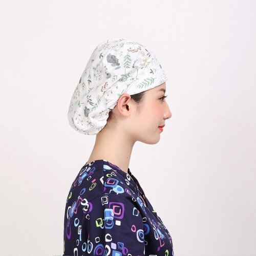 Nursing hat with rabbit leaf print, adjustable, for 2