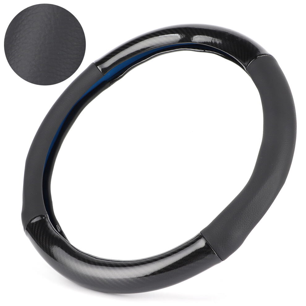 15In Water Transfer Carbon Fiber Steering Wheel Cover Universal Rubber Leather 4291360324257